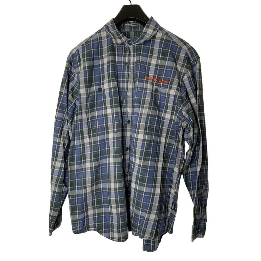 Patagonia New Belgium organic cotton fjord button down shirt plaid men's large